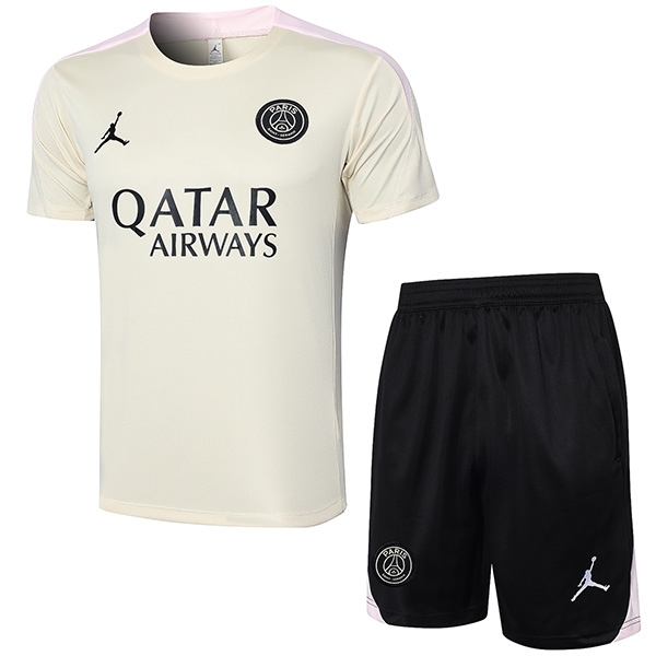 Jordan paris saint-germain maglia da allenamento da uomo albicocca uniforme kit da calcio abbigliamento sportivo tuta da calcio top maglia sportiva 2024-2025